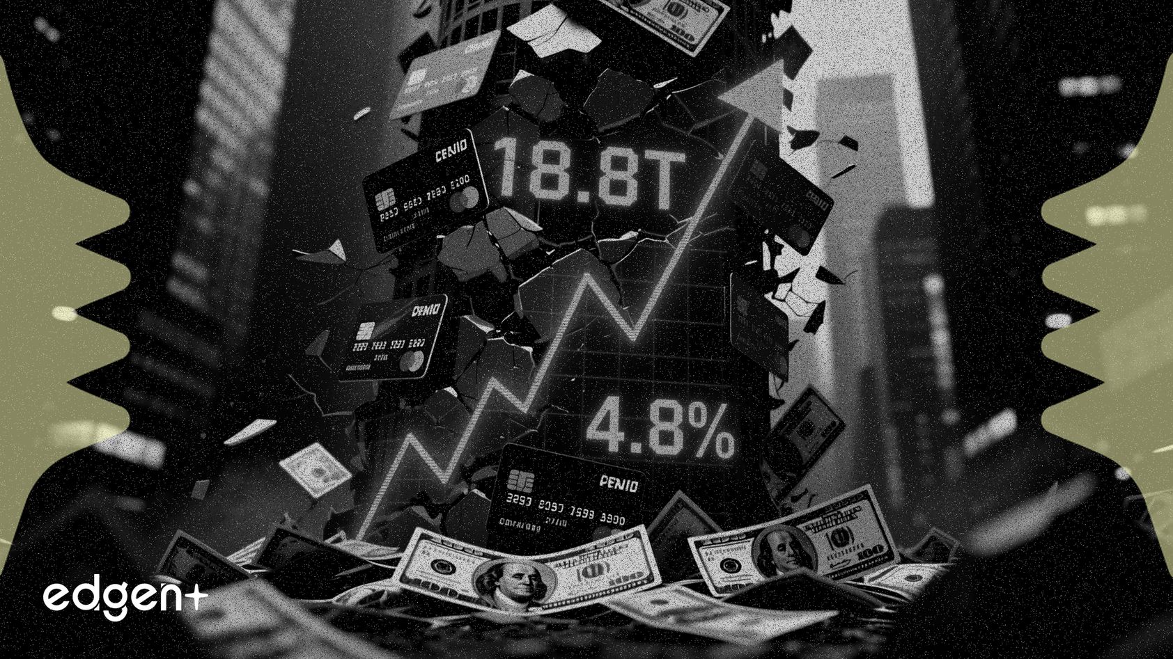 미국 소비자 부채 18.8조 달러로 급증, 연체율 4.8% 기록