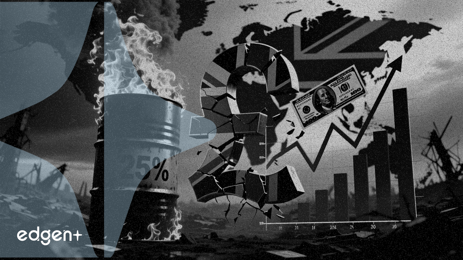 El petróleo se dispara un 25% por la guerra de Irán, empujando a la baja al GBP/USD