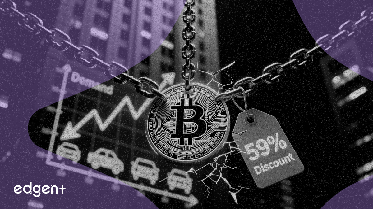 比特币基金折价率达5.9%，投资者需求减弱