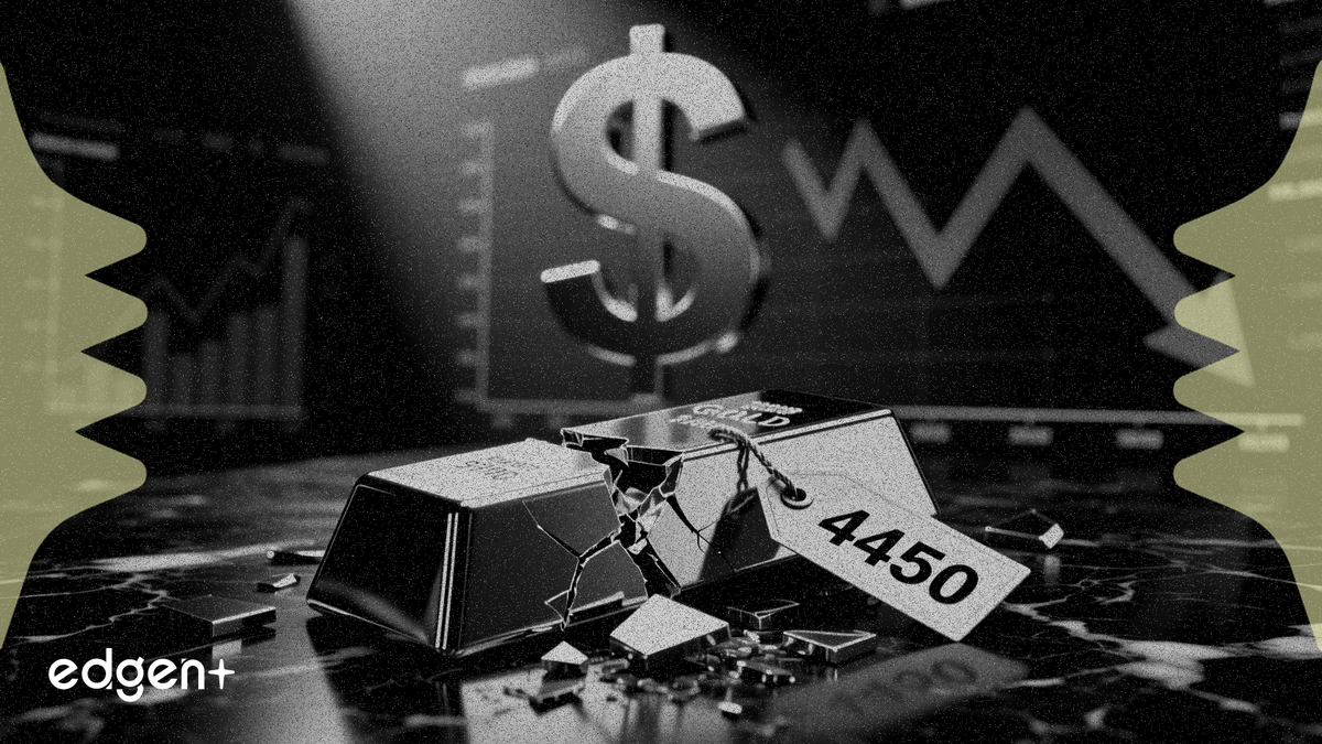 El oro cae a un mínimo de dos meses en $4,450 por el fortalecimiento del dólar y los rendimientos