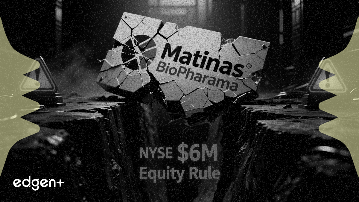 Matinas BioPharma 未能达到纽交所 600 万美元股东权益规定