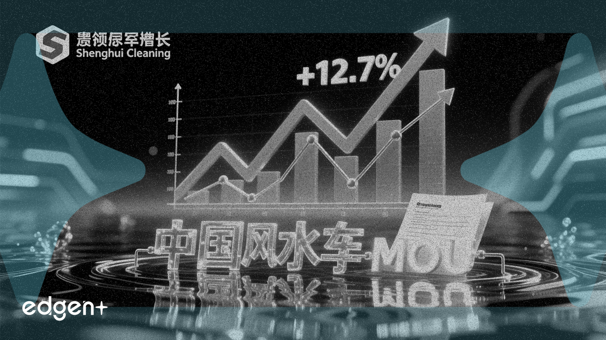셩후이 클리닝, 중국 워터 인바이런먼트 지분 인수를 위한 MOU 체결로 12.7% 급등